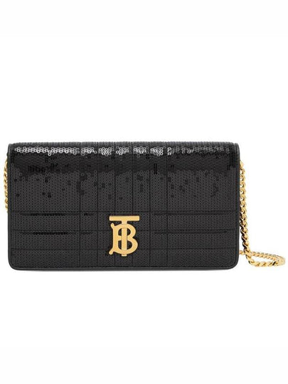 Women's Lola Sequin Chain Shoulder Bag Black - BURBERRY - BALAAN 2