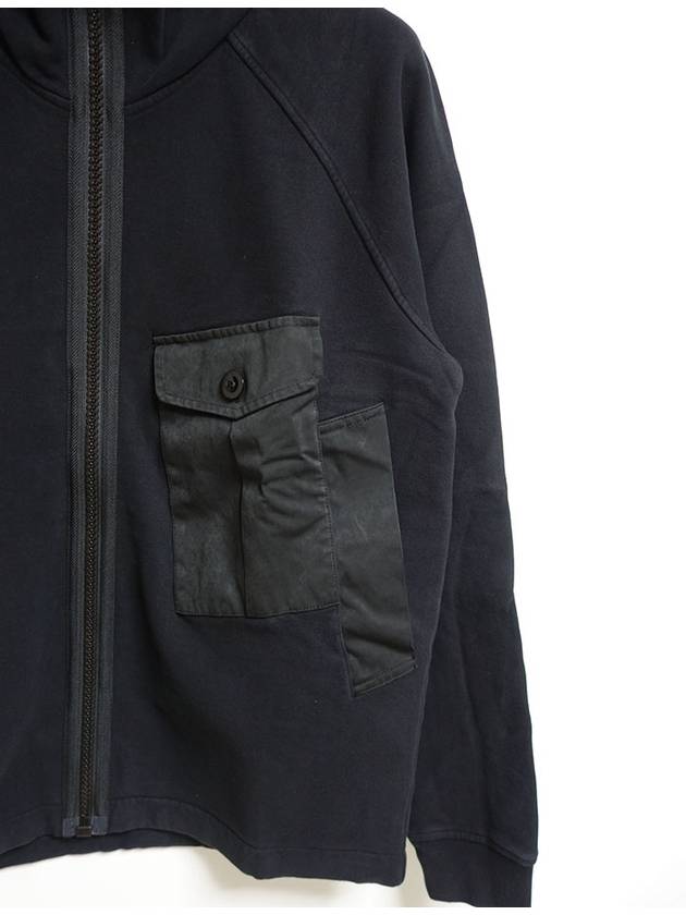 Garment Dyed One-Pocket Cotton Zip Up Hoodie Black - TEN C - BALAAN 4