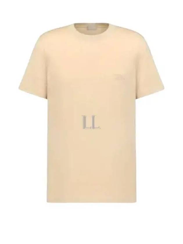 Embroidered Logo Cotton Jersey Short Sleeve T-Shirt Beige - DIOR - BALAAN 2