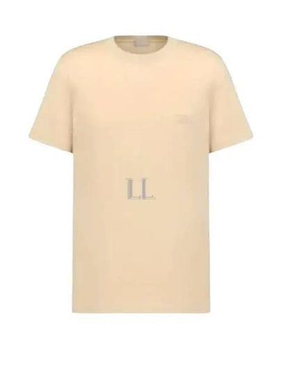 Embroidered Logo Cotton Jersey Short Sleeve T-Shirt Beige - DIOR - BALAAN 2