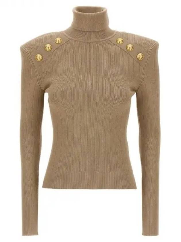 Gold button high neck rib knit 270266 - BALMAIN - BALAAN 1