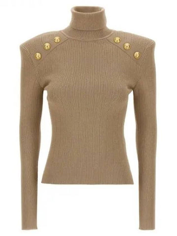 Gold button high neck rib knit 270266 - BALMAIN - BALAAN 1