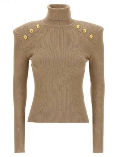 Gold button high neck rib knit 270266 - BALMAIN - BALAAN 1