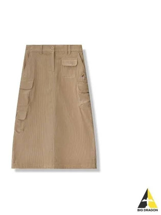 Women s Corduroy Cargo Skirt 8113 Beige - KANGOL - BALAAN 1