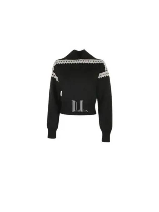 Contrast Trim Effect Knit Top Black - SAINT LAURENT - BALAAN 2