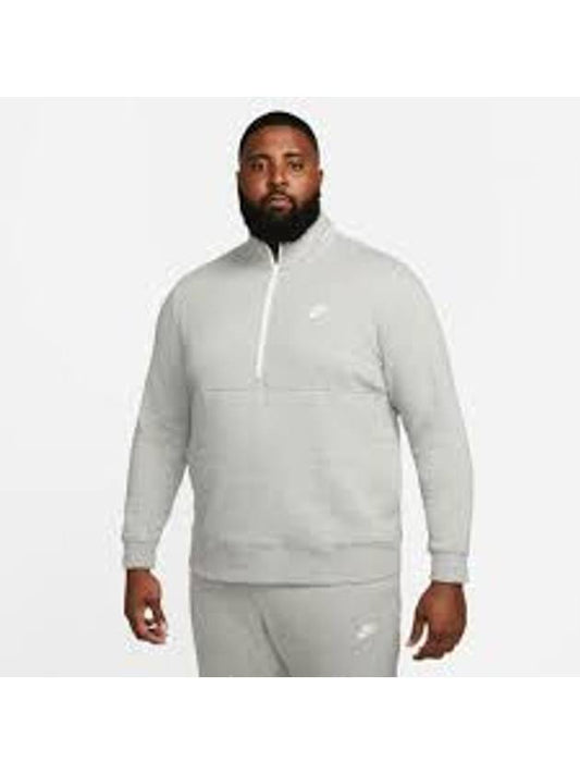 Sportswear Club Brushed Half Zip Up Sweatshirt Grey - NIKE - BALAAN 1