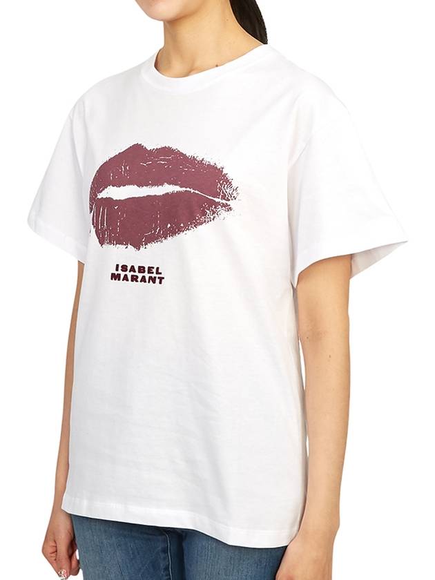 Lips Embroidered Logo Short-Sleeved T-Shirt White - ISABEL MARANT - BALAAN 5