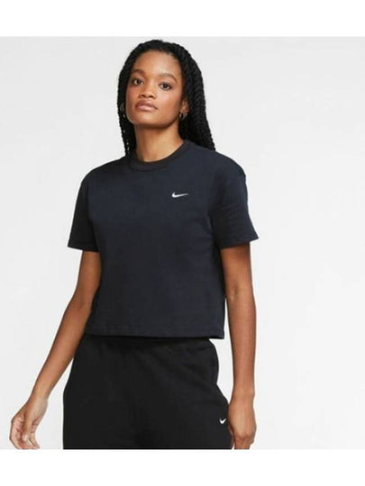 Women's Logo Crop Short Sleeve T-Shirt Black - NIKE - BALAAN 2