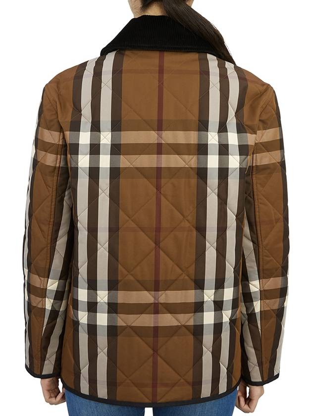 Women's Check Diamond Quilted Jacket Brown - BURBERRY - BALAAN.