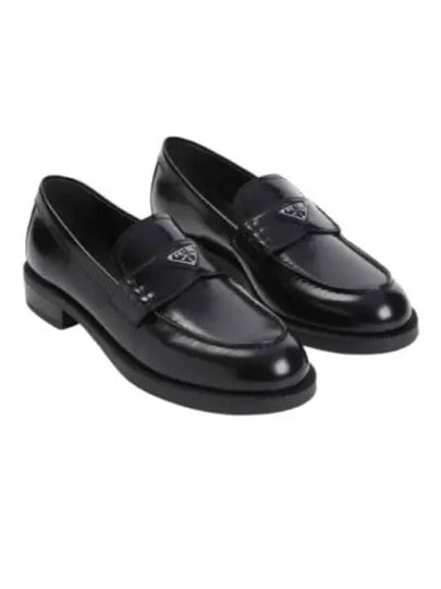 Triangle Logo Leather Loafers Black - PRADA - BALAAN 2