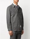 Snap Front Cashmere Wool Shirt Jacket Grey - THOM BROWNE - BALAAN 4