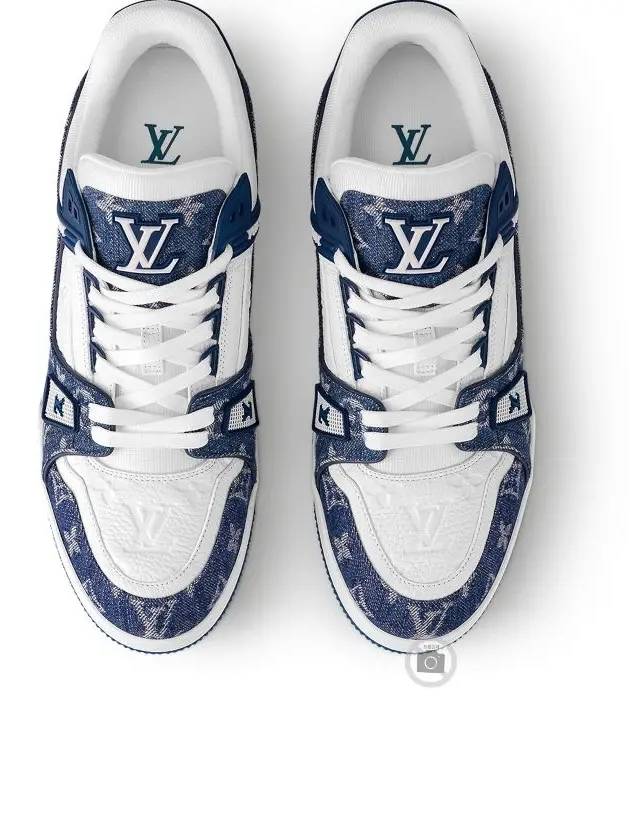 LV Trainer Denim Low Top Sneakers White Blue - LOUIS VUITTON - BALAAN 4