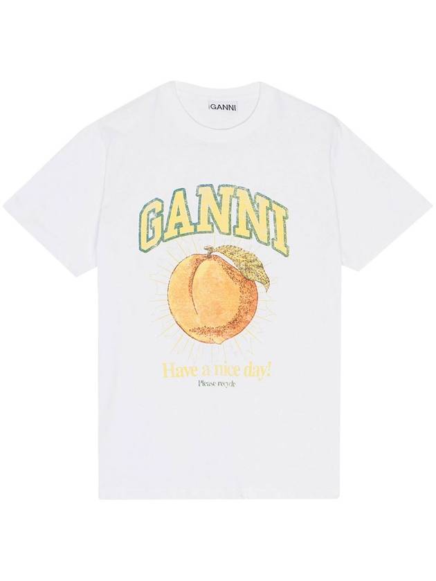 Women's Relaxed Peach Print Short Sleeve T-Shirt White - GANNI - BALAAN 2