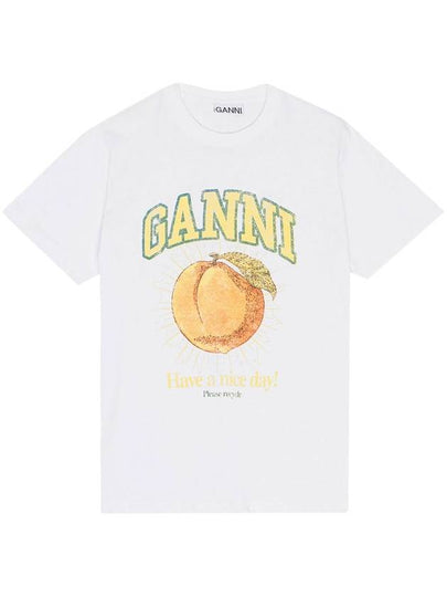 Women's Relaxed Peach Print Short Sleeve T-Shirt White - GANNI - BALAAN 2