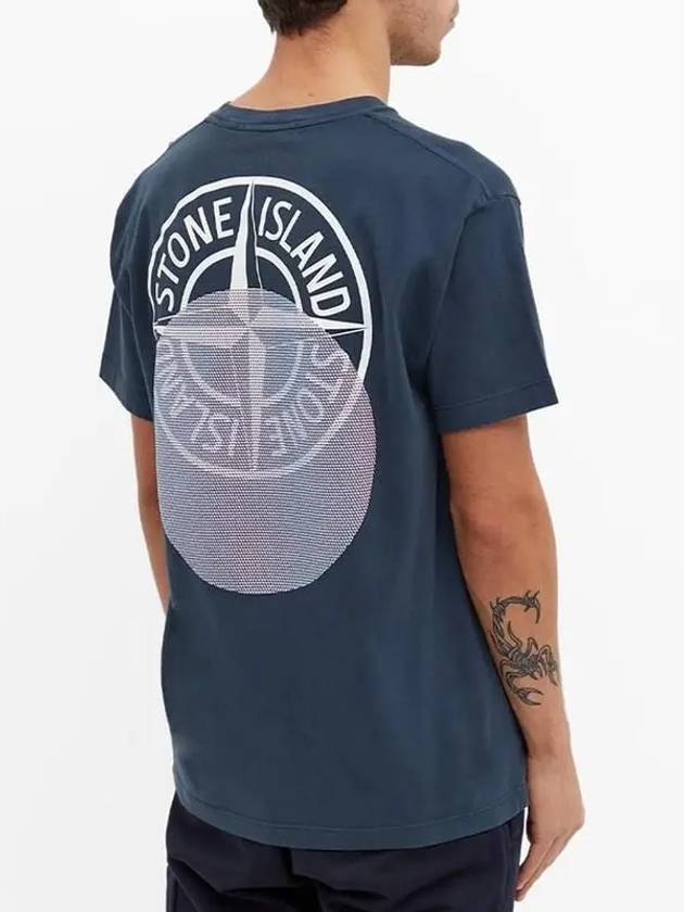 Tricromia Three Print Cotton Jersey T-Shirt Dark Blue - STONE ISLAND - BALAAN 5