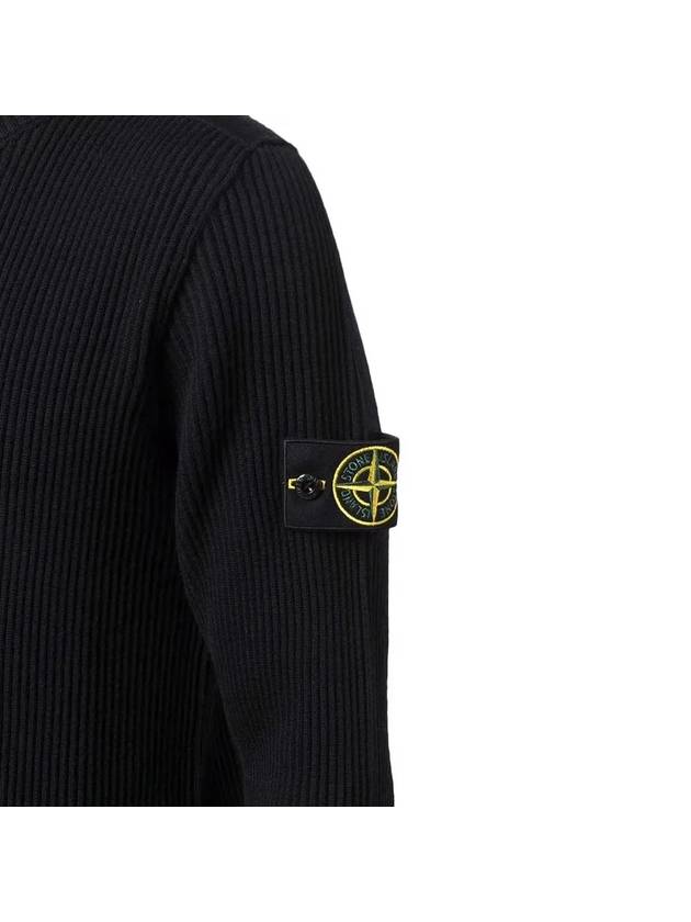 Full Rib Pure Wool Crewneck Knit Top Navy - STONE ISLAND - BALAAN 5