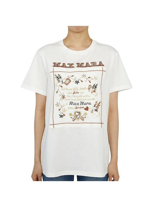 Logo Cotton Short Sleeve T-Shirt White - MAX MARA - BALAAN 2