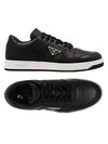 Downtown Triangle Logo Leather Low Top Sneakers Black - PRADA - BALAAN 2