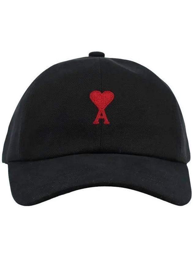 Embroidered Heart Logo Ball Cap Black - AMI - BALAAN 2