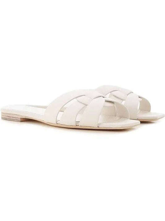 Tribute Smooth Leather Mules White - SAINT LAURENT - BALAAN 2