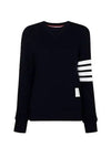 4-Bar Striped Waffle Wool Cashmere Pullover Knit Top Navy - THOM BROWNE - BALAAN 2