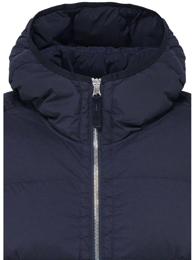 Seamless Logo Nylon Hooded Down Jacket Navy - STONE ISLAND - BALAAN 4