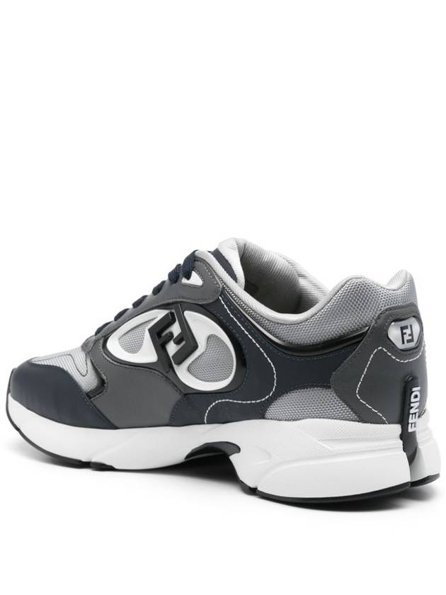 Forward Mesh Leather Low Top Sneakers Grey - FENDI - BALAAN 4