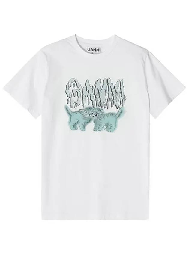 Logo Print Short Sleeve T-Shirt White - GANNI - BALAAN 2