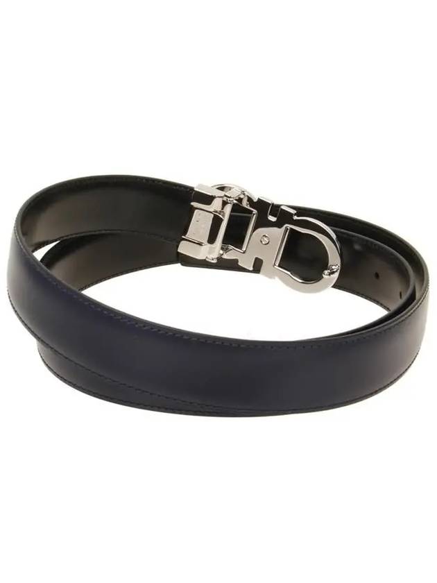 Gancini Reversible Leather Belt Midnight Blue - SALVATORE FERRAGAMO - BALAAN 3