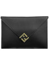 FF Gold Logo Large Pouch Bag Black - FENDI - BALAAN 2