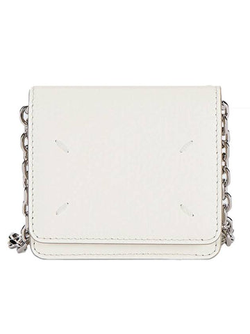 Embroidery Logo Chain Cald Wallet White - MAISON MARGIELA - BALAAN 1