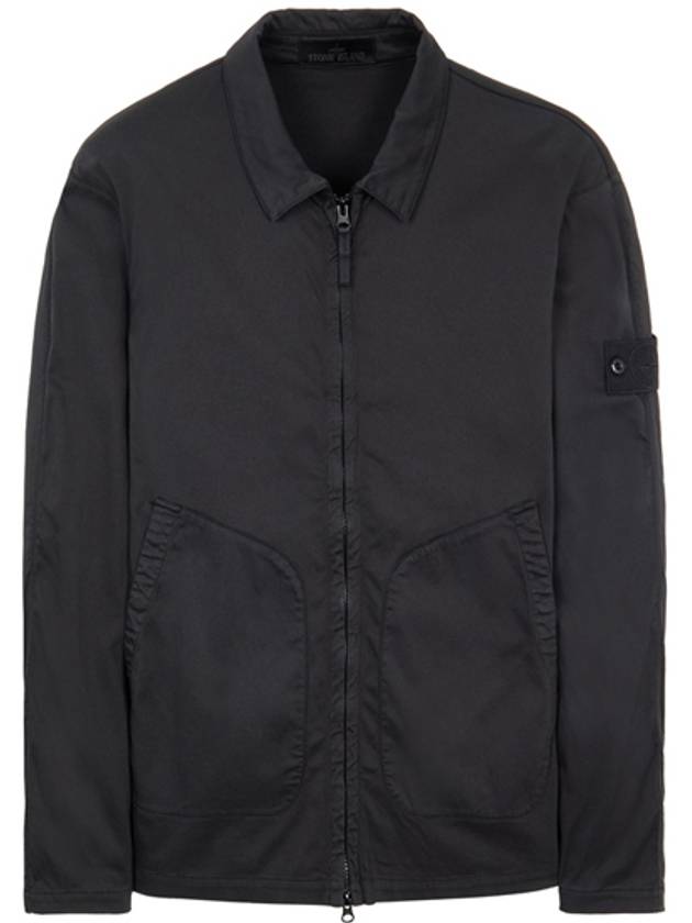 Men's Ghost Piece Satin Zip-up Jacket Black - STONE ISLAND - BALAAN 2