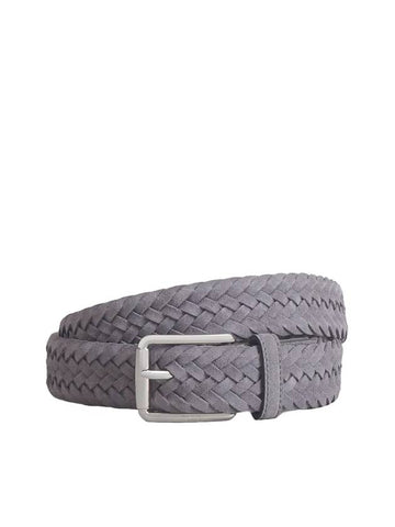 Woven Suede Buckle Leather Belt Grey - TOD'S - BALAAN 1