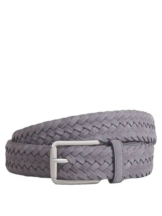 Woven Suede Buckle Leather Belt Gray - TOD'S - BALAAN.