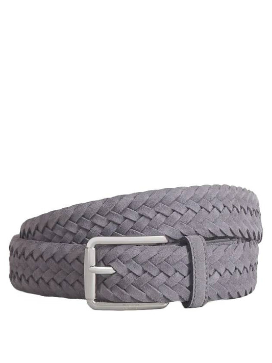 Woven Suede Buckle Leather Belt Grey - TOD'S - BALAAN 1