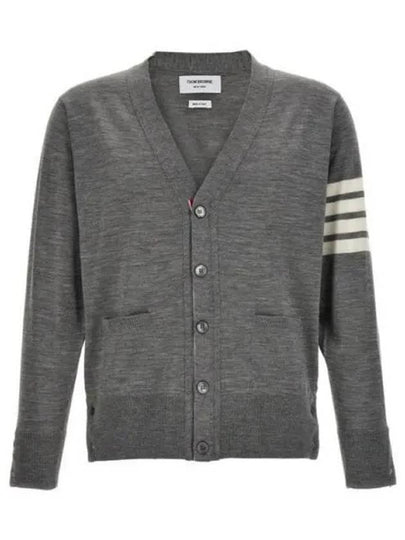 Men's Sustainable Classic Diagonal Wool Cardigan Pale Grey - THOM BROWNE - BALAAN 2