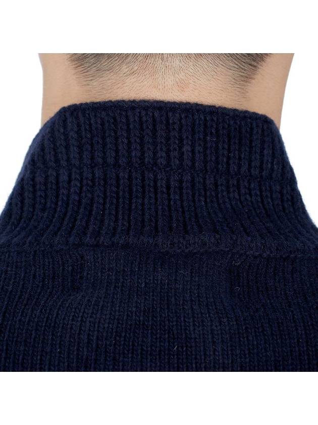 Wappen Patch Half Button Lambswool Knit Top Navy - STONE ISLAND - BALAAN 10