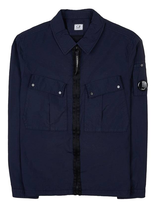 Lens Wappen Double Pocket Over Long Sleeve Shirt Navy - CP COMPANY - BALAAN 11