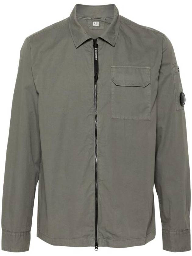 Oversized Organic Gabardine Long Sleeve Shirt Green - CP COMPANY - BALAAN 2