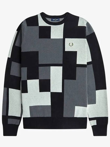 Sport Pixel Jagard Knit G85 AFPM2336505 Black - FRED PERRY - BALAAN 1