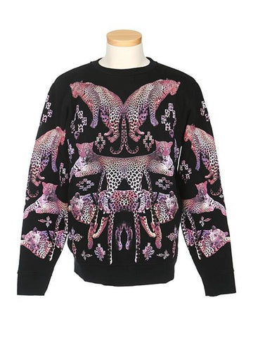 2258 1099 MURIEL Leopard Printing Black Crew Neck Sweatshirt - MARCELO BURLON - BALAAN 1