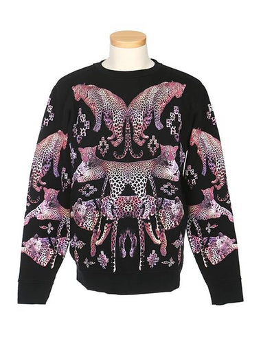 2258 1099 MURIEL Leopard Printing Black Crew Neck Sweatshirt - MARCELO BURLON - BALAAN 1