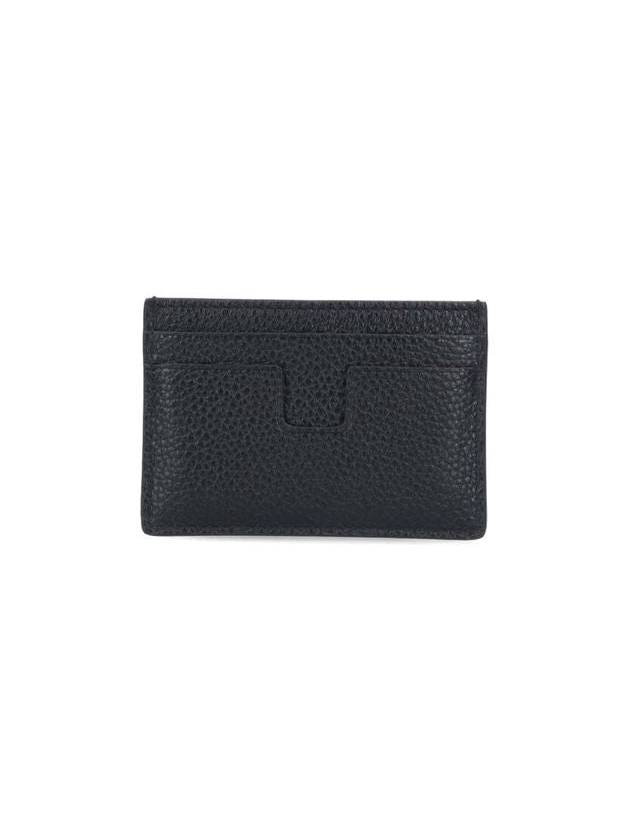 T Line Leather Credit Card Wallet Black - TOM FORD - BALAAN 3