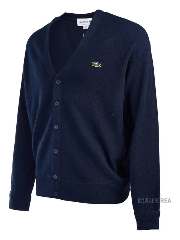 Relaxed Fit Button Wool Cardigan Night Blue - LACOSTE - BALAAN 3