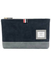 Corduroy Large Zip Pouch Clutch Bag Navy - THOM BROWNE - BALAAN 2