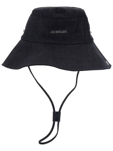 'Le Bob De-Nimes' Blue Bucket Hat With Logo Lettering On The Front And Adjustable Strap In Cotton Man - JACQUEMUS - BALAAN 1