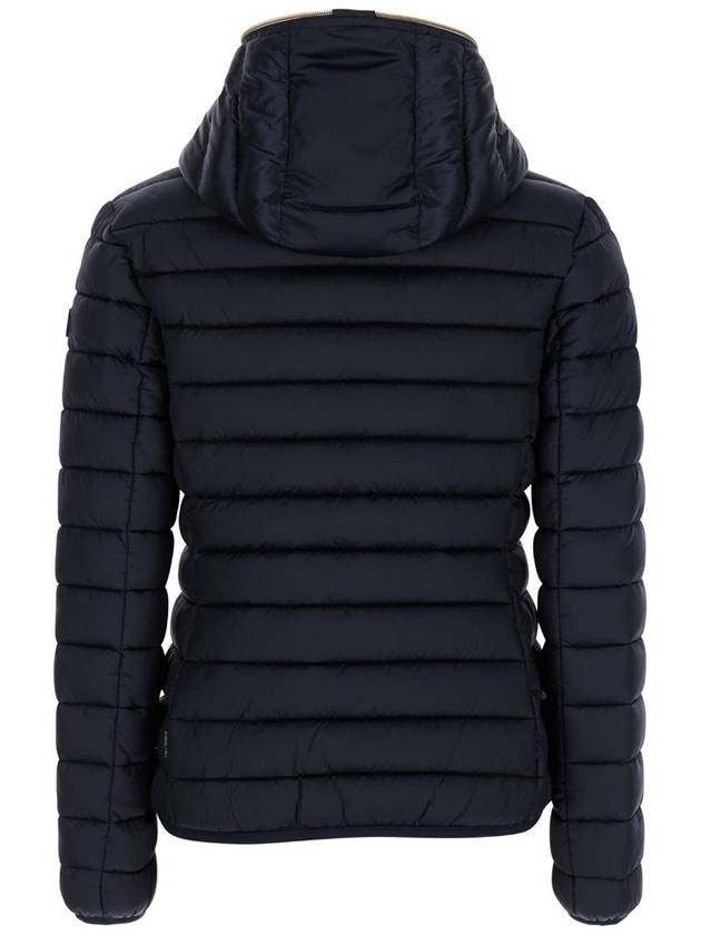 'Alexis' Blue Hooded Down Jacket With Tonal Logo Print In Shiny Nylon Woman - SAVE THE DUCK - BALAAN 2