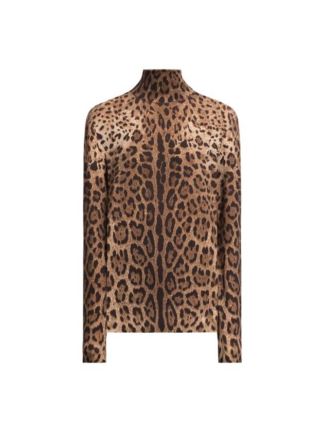 Leopard Cashmere Neck Polar Brown - DOLCE&GABBANA - BALAAN 1