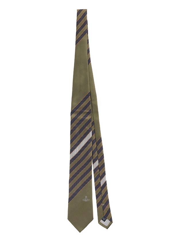 Striped Jacquard Silk Tie Olive - VIVIENNE WESTWOOD - BALAAN 2