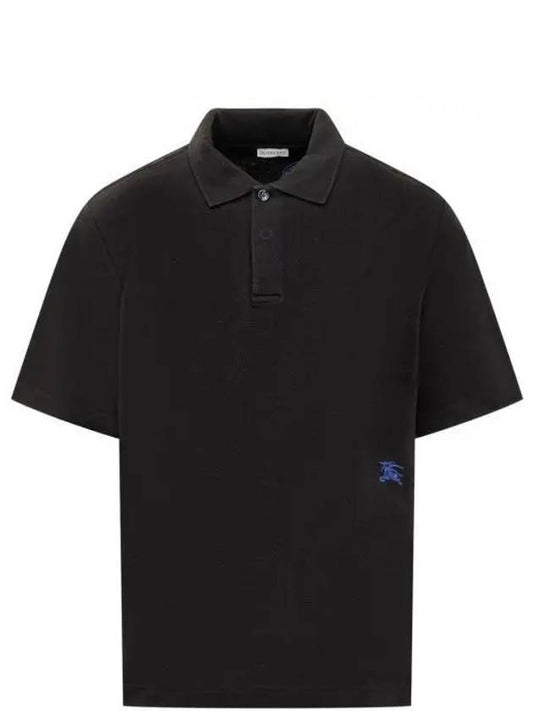 Equestrian Knight Cotton Polo Shirt Black - BURBERRY - BALAAN 2